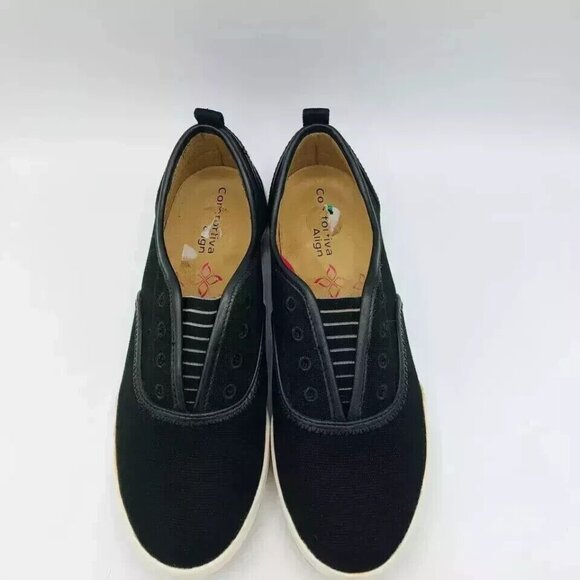 Comfortiva Shoes Womens Size 8 M Black Lithia Slip On Canvas Comfort Sneakers - Picture 4 of 11